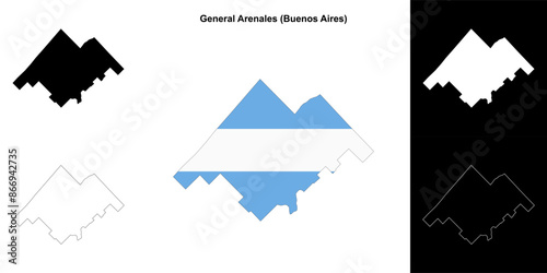 General Arenales department (Buenos Aires) outline map set