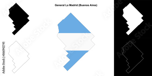 General La Madrid department (Buenos Aires) outline map set