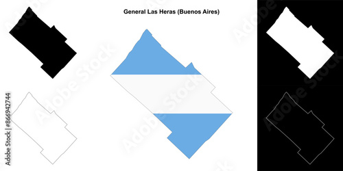 General Las Heras department (Buenos Aires) outline map set