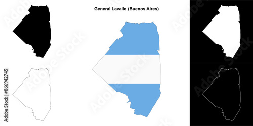 General Lavalle department (Buenos Aires) outline map set