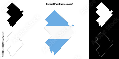 General Paz department (Buenos Aires) outline map set