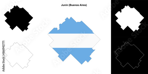 Junin department (Buenos Aires) outline map set