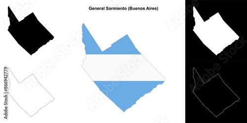 General Sarmiento department (Buenos Aires) outline map set