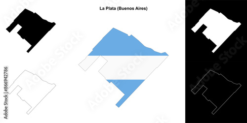 La Plata department (Buenos Aires) outline map set