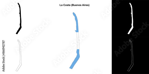 La Costa department (Buenos Aires) outline map set
