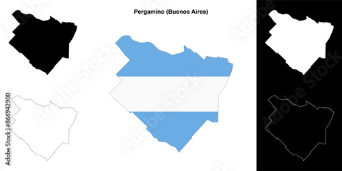 Pergamino department (Buenos Aires) outline map set