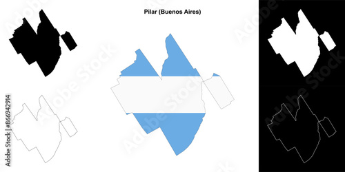 Pilar department (Buenos Aires) outline map set