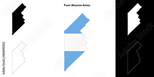 Puan department (Buenos Aires) outline map set