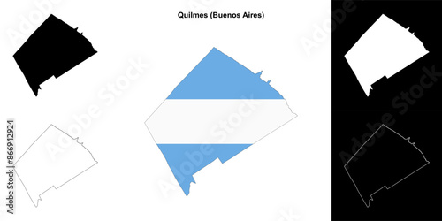Quilmes department (Buenos Aires) outline map set