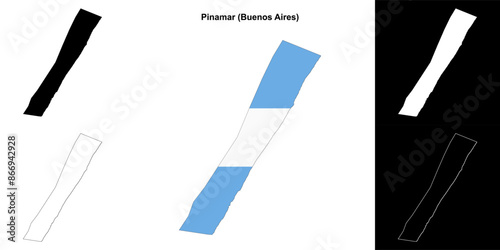 Pinamar department (Buenos Aires) outline map set