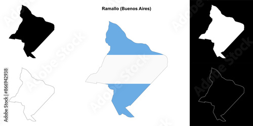 Ramallo department (Buenos Aires) outline map set