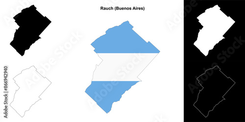 Rauch department (Buenos Aires) outline map set