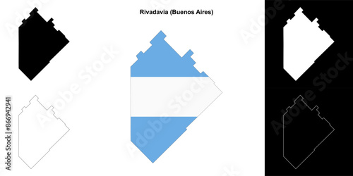 Rivadavia department (Buenos Aires) outline map set