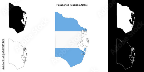 Patagones department (Buenos Aires) outline map set
