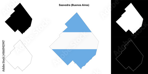 Saavedra department (Buenos Aires) outline map set