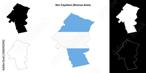 San Cayetano department (Buenos Aires) outline map set