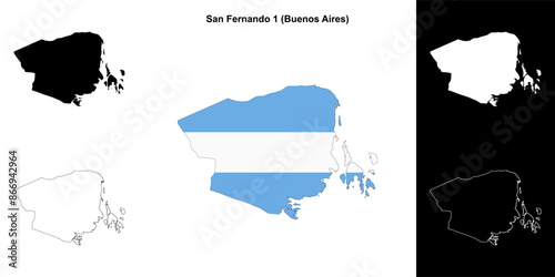 San Fernando 1 department (Buenos Aires) outline map set