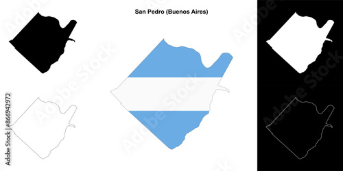 San Pedro department (Buenos Aires) outline map set