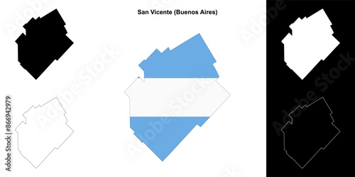 San Vicente department (Buenos Aires) outline map set