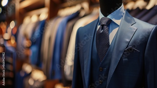 A blue suit on display