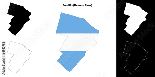 Tordillo department (Buenos Aires) outline map set
