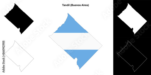 Tandil department (Buenos Aires) outline map set