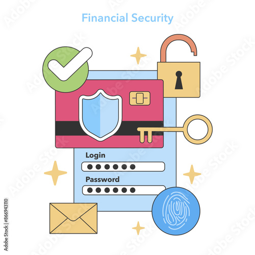Financial Security concept. Flat vector illustration.