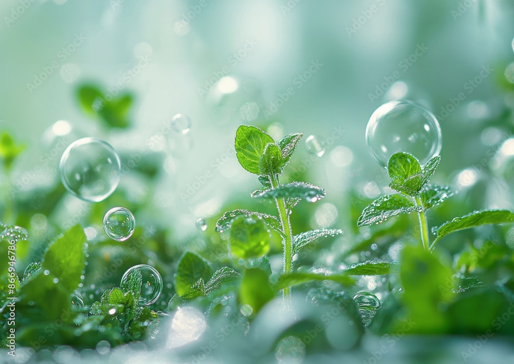 close up of a plant with water droplets on it, surrounded by lush green leaves. The background is slightly blurred, generative ai close up of a plant with water droplets on it, surrounded by lush green leaves. The background is slightly blurred, generative ai