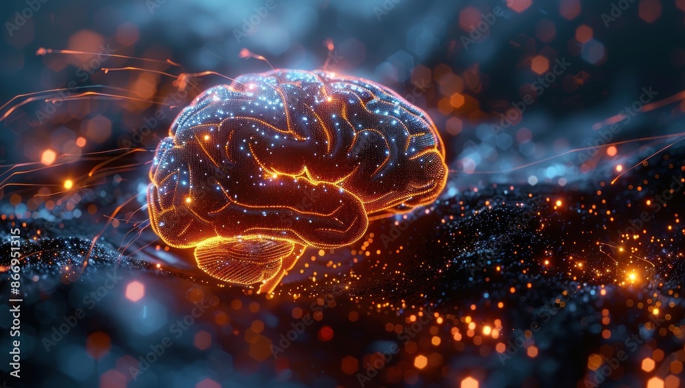 custom made wallpaper toronto digitalGlowing Digital Brain Abstract