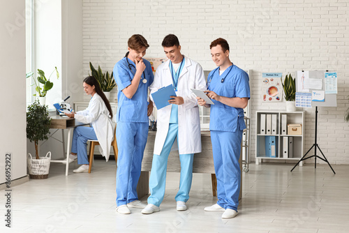 Male doctors working in clinic