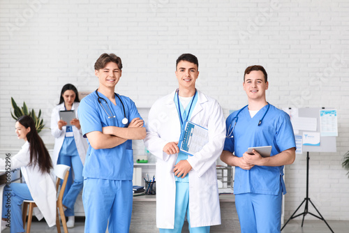 Male doctors working in clinic