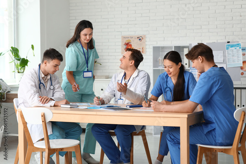Group of young doctors work...