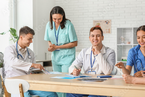 Group of young doctors work...