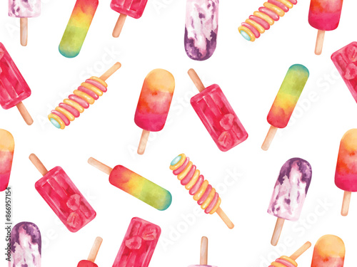 pattern of many flavours popsicles illustration