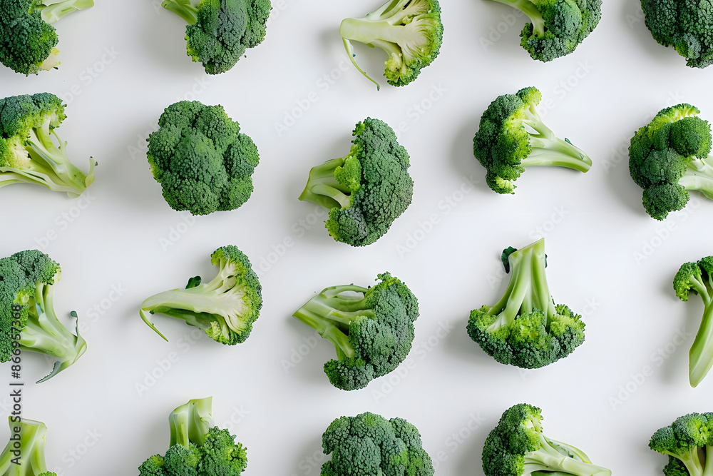 Fresh Raw Broccoli Array Promoting Health-Conscious Cooking Fresh Raw Broccoli Array Promoting Health-Conscious Cooking