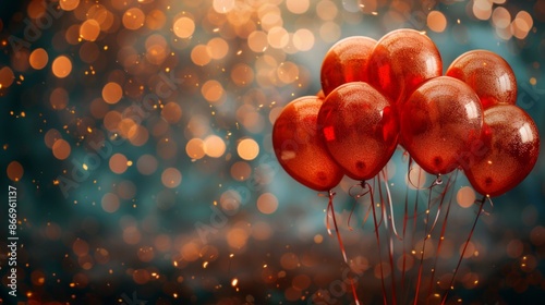 Wallpaper Mural Festive Red Balloons with Colorful Bokeh Lights in a Celebratory Setting Torontodigital.ca