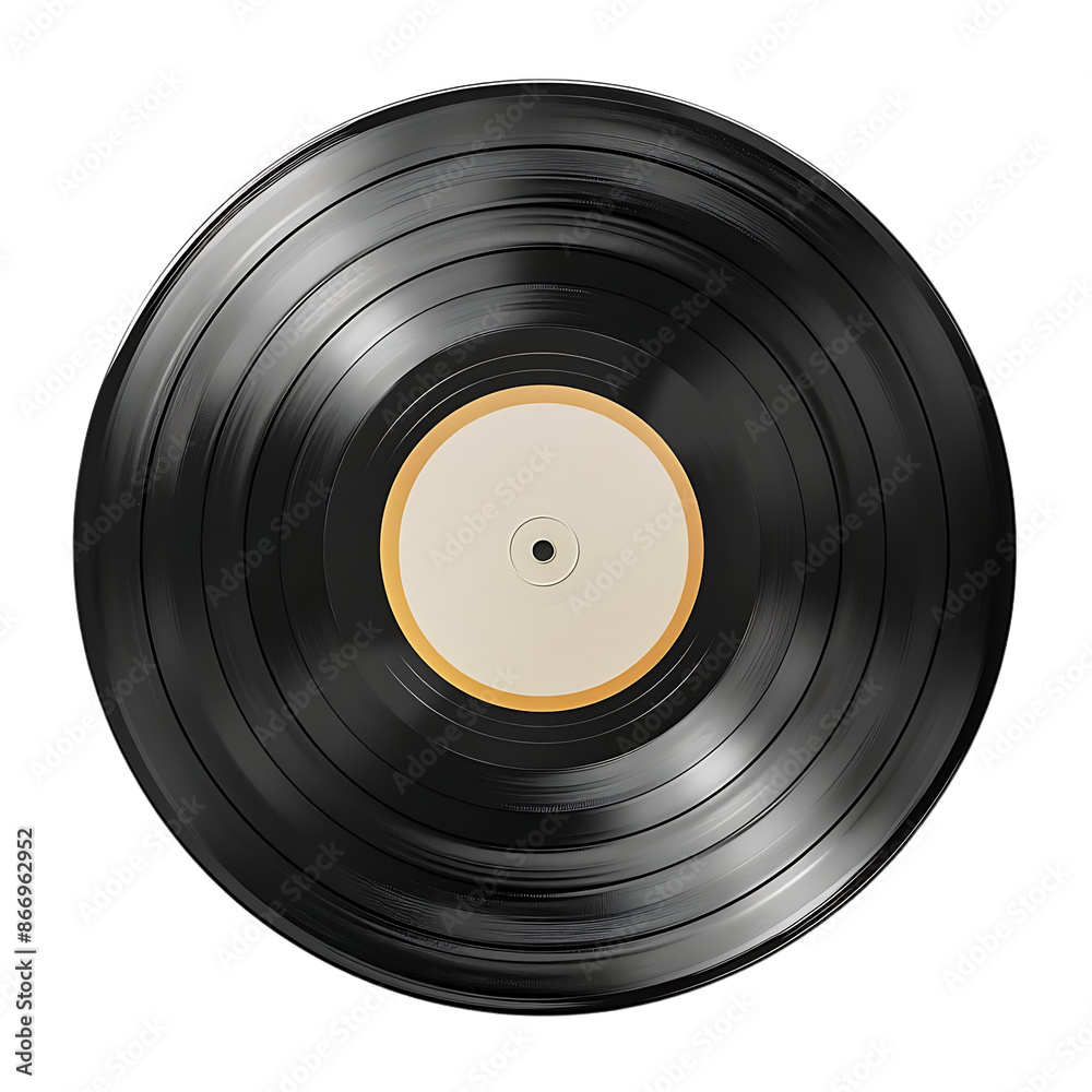 Black Vinyl Record with Gold Label Illustration Black Vinyl Record with Gold Label Illustration