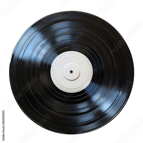 Black Vinyl Record with White Label Illustration