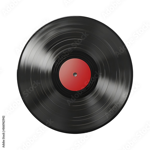 Vinyl Record with Red Label - Realistic 3D Illustration