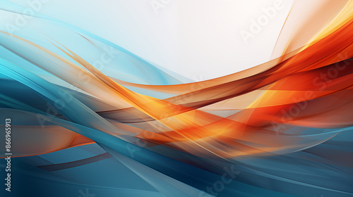 abstract background with orange and blue waves, soft lines and curves, sharp focus, high detail, high contrast, dynamic composition, high definition vector illustration