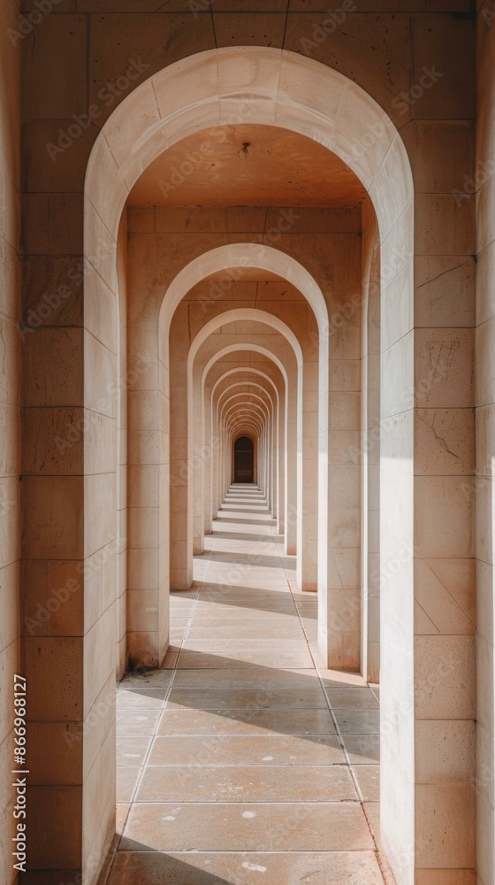 Sandstone archways create a beautiful and symmetrical visual effect. AI. Sandstone archways create a beautiful and symmetrical visual effect. AI.