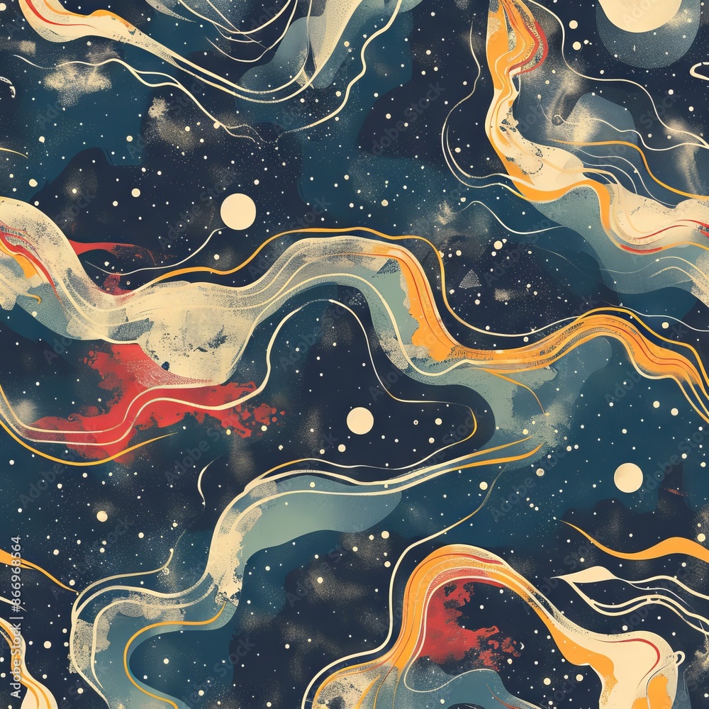 Wavy patterns with a chaotic celestial theme Wavy patterns with a chaotic celestial theme