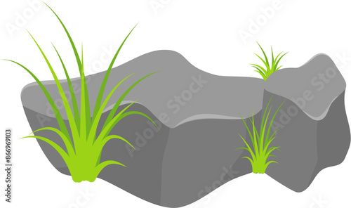 Stone with grass