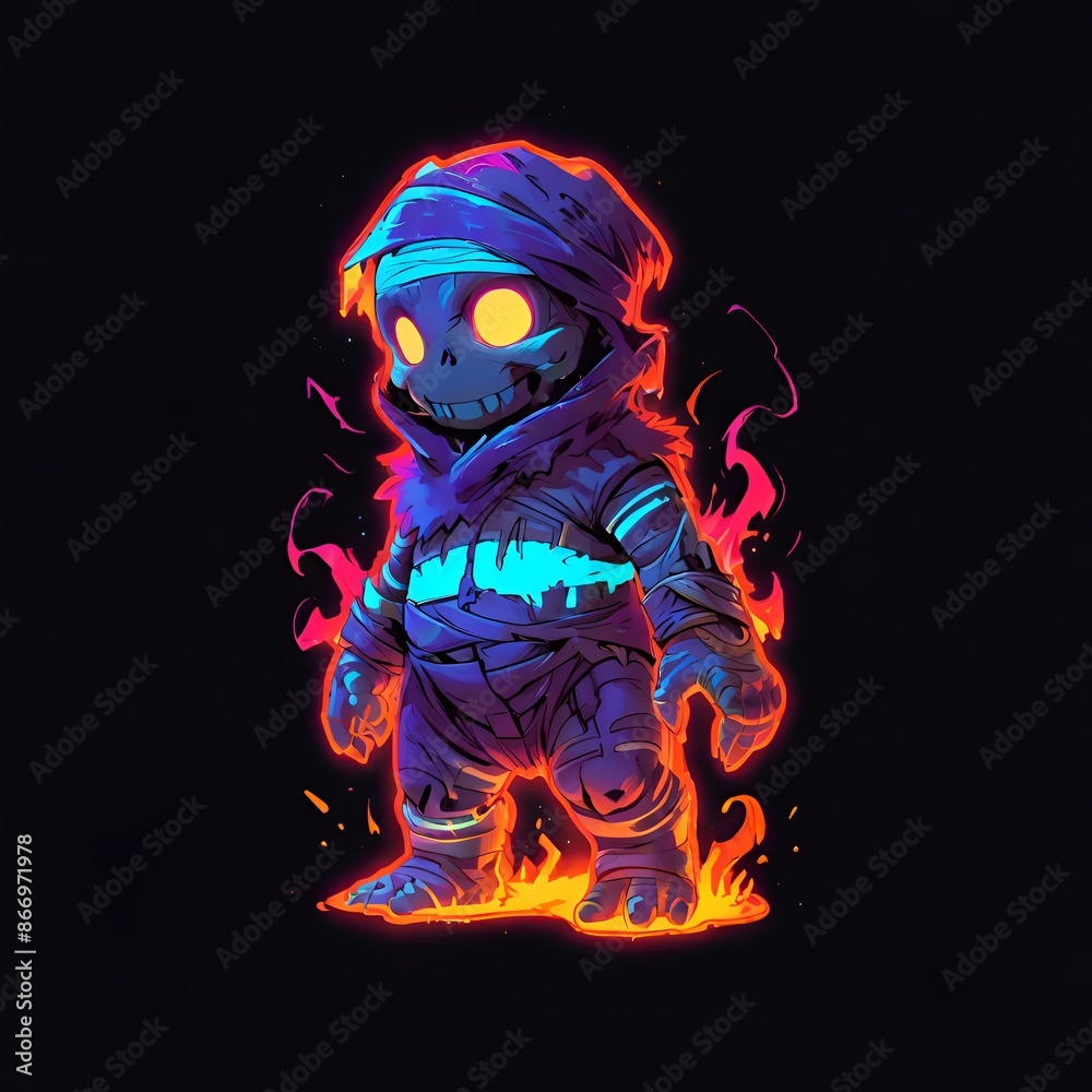 A fire mummy with radiant feathers and dazzling colors A fire mummy with radiant feathers and dazzling colors