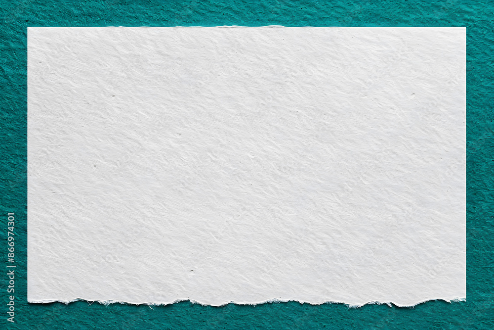 Texture of craft white color paper background with emerald border, macro. Vintage dense kraft teal cardboard Texture of craft white color paper background with emerald border, macro. Vintage dense kraft teal cardboard