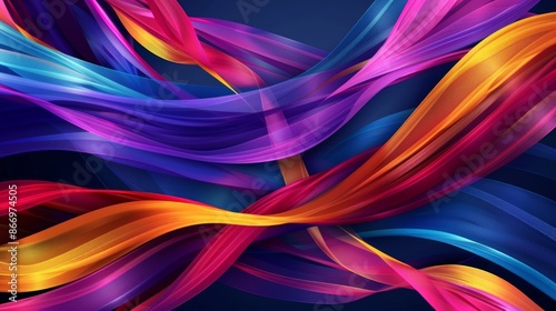 Beautiful abstract background. Dark colorful twisted ribbon background 