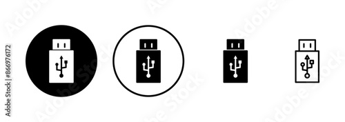 Usb icon vector isolated on white background. Flash disk icon vector