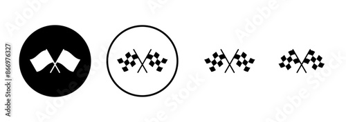 Race flag icon vector isolated on white background. Competition sport flag line vector icon. Racing flag. Start finish flag. Checkered. Start