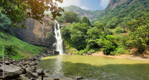 dudh sagar waterfall india lush green  photo