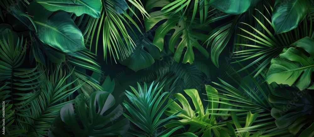 Nature Wallpaper with Tropical Leaves Texture and Floral Background for Website Banner and Advertising